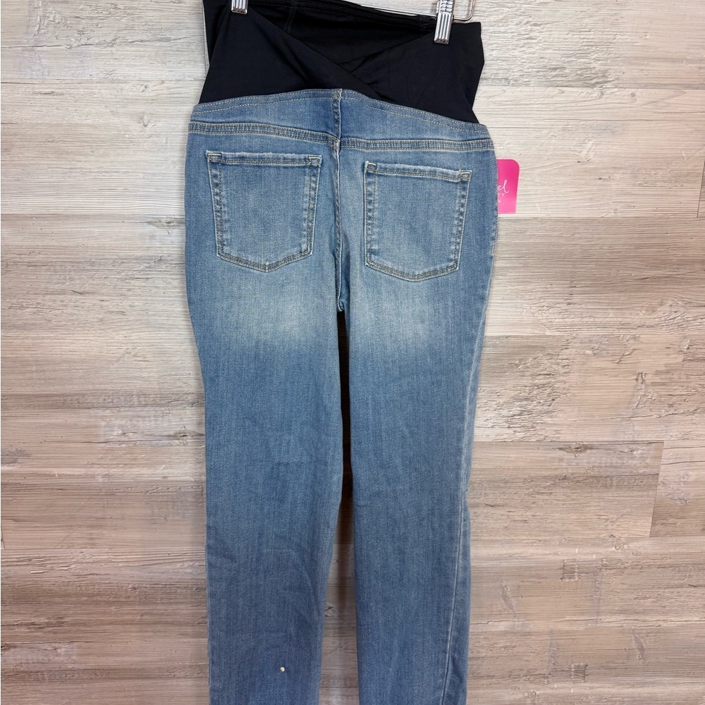 Isabel Maternity Crossover Panel Distressed Straight Leg Jeans - Picture 3 of 12